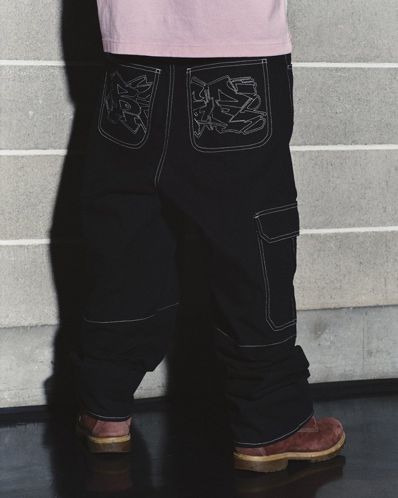 画像3: BlackEyePatch/URBAN ARROWS BAGGY CARGO PANTS（BLACK）