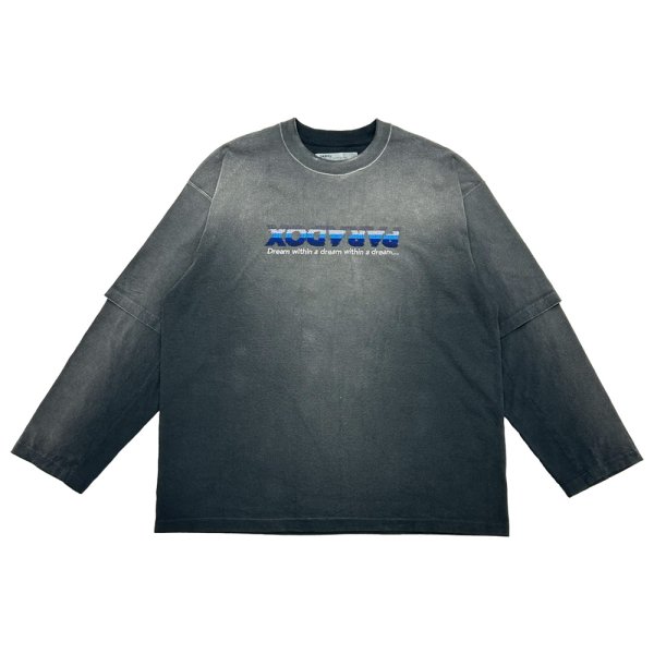 画像1: DAIRIKU/"PARADOX" Emboidery Swithing Tee（Black）［刺繍スイッチング長袖T-25秋冬］