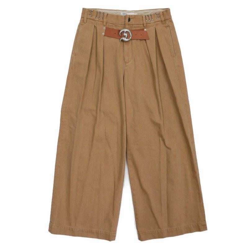 画像1: DAIRIKU/"D" Buckle Super Wide Chino Pants（Beige）［Dバックルスーパーワイドチノパン-25秋冬］