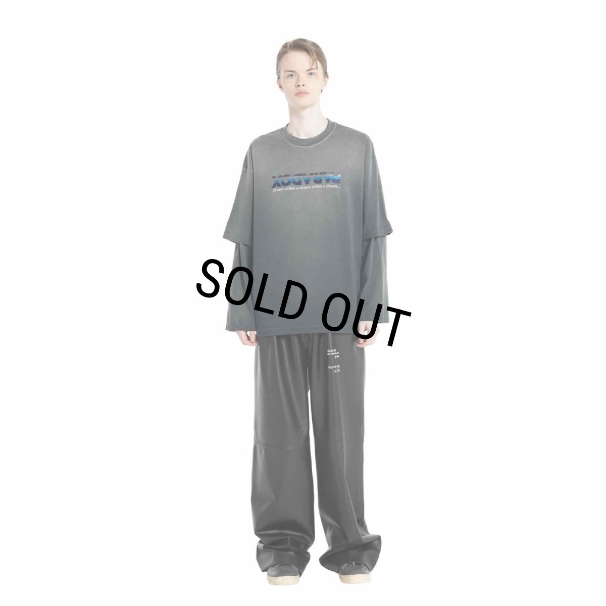 画像2: DAIRIKU/"PARADOX" Emboidery Swithing Tee（Black）［刺繍スイッチング長袖T-25秋冬］ (2)