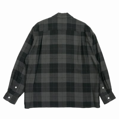 画像2: WACKO MARIA/OMBRE CHECK OPEN COLLAR SHIRT（GRAY）［オンブレチェックオープンカラーシャツ-25秋冬］