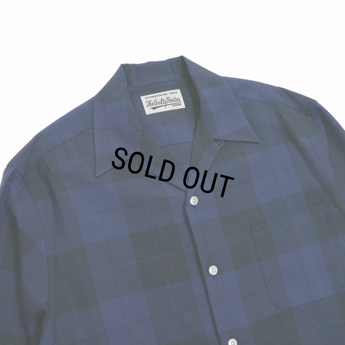 画像3: WACKO MARIA/OMBRE CHECK OPEN COLLAR SHIRT（NAVY）［オンブレチェックオープンカラーシャツ-25秋冬］ (3)