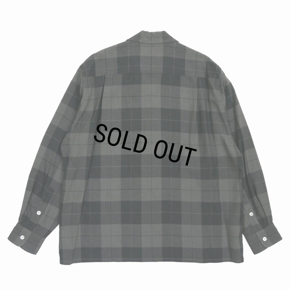 画像2: WACKO MARIA/OMBRE CHECK OPEN COLLAR SHIRT（GRAY）［オンブレチェックオープンカラーシャツ-25秋冬］ (2)