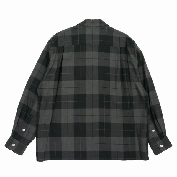 画像2: WACKO MARIA/OMBRE CHECK OPEN COLLAR SHIRT（GRAY）［オンブレチェックオープンカラーシャツ-25秋冬］
