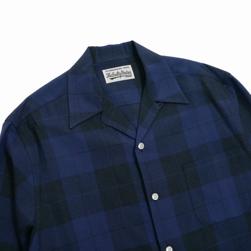 画像3: WACKO MARIA/OMBRE CHECK OPEN COLLAR SHIRT（NAVY）［オンブレチェックオープンカラーシャツ-25秋冬］