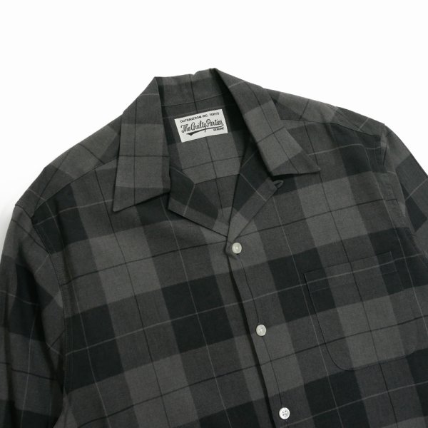 画像3: WACKO MARIA/OMBRE CHECK OPEN COLLAR SHIRT（GRAY）［オンブレチェックオープンカラーシャツ-25秋冬］