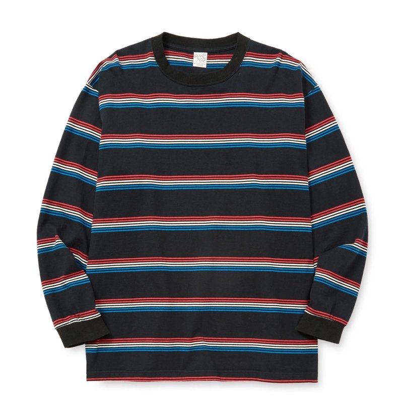 画像1: CALEE/HARLEY BORDER L/S CS（BLACK）［ハーレーボーダー長袖T-25秋冬］