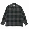 画像1: WACKO MARIA/OMBRE CHECK OPEN COLLAR SHIRT（GRAY）［オンブレチェックオープンカラーシャツ-25秋冬］ (1)