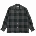 WACKO MARIA/OMBRE CHECK OPEN COLLAR SHIRT（GRAY）［オンブレチェックオープンカラーシャツ-25秋冬］