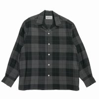 WACKO MARIA/OMBRE CHECK OPEN COLLAR SHIRT（GRAY）［オンブレチェックオープンカラーシャツ-25秋冬］