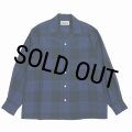 WACKO MARIA/OMBRE CHECK OPEN COLLAR SHIRT（NAVY）［オンブレチェックオープンカラーシャツ-25秋冬］