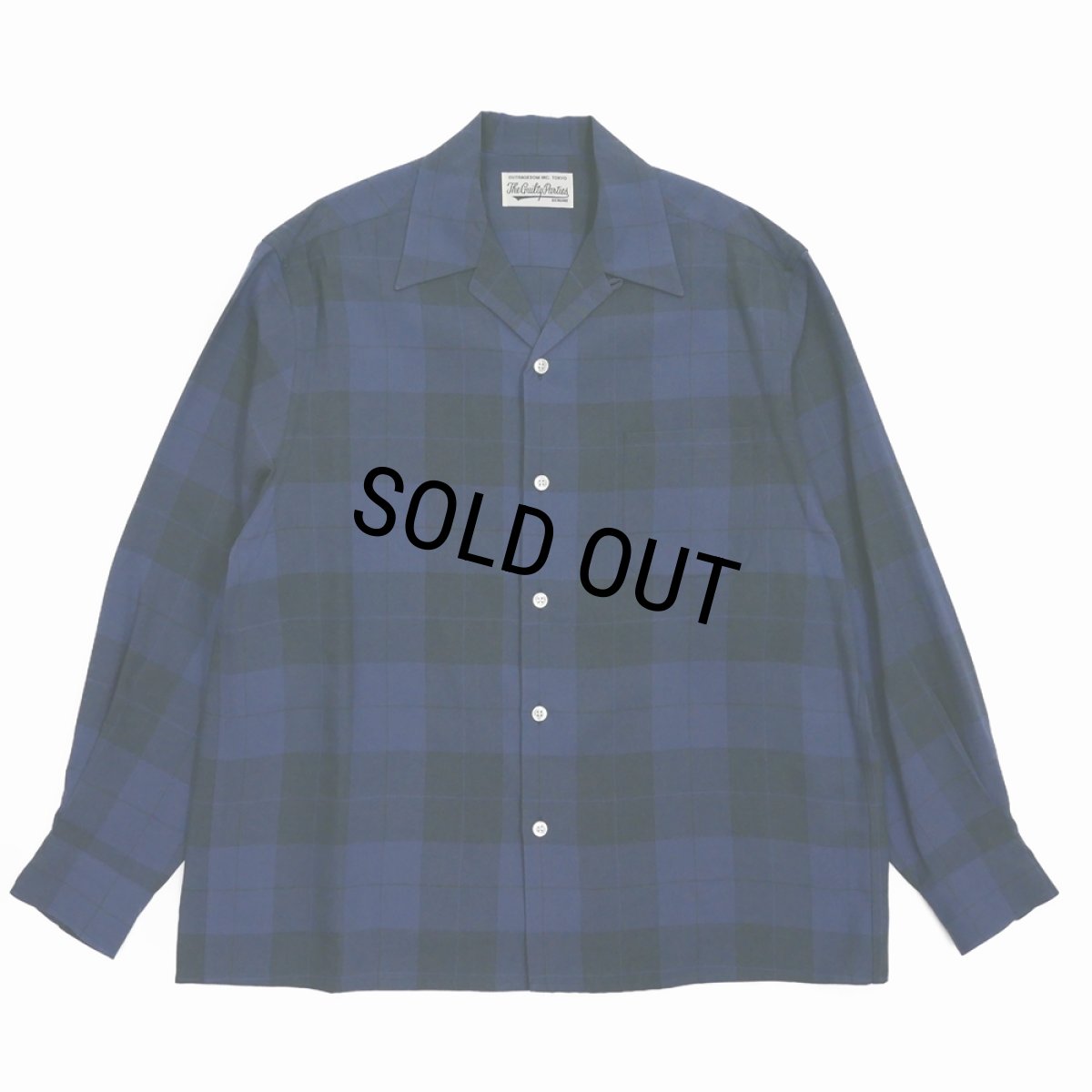 画像1: WACKO MARIA/OMBRE CHECK OPEN COLLAR SHIRT（NAVY）［オンブレチェックオープンカラーシャツ-25秋冬］ (1)