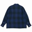 画像2: WACKO MARIA/OMBRE CHECK OPEN COLLAR SHIRT（NAVY）［オンブレチェックオープンカラーシャツ-25秋冬］ (2)