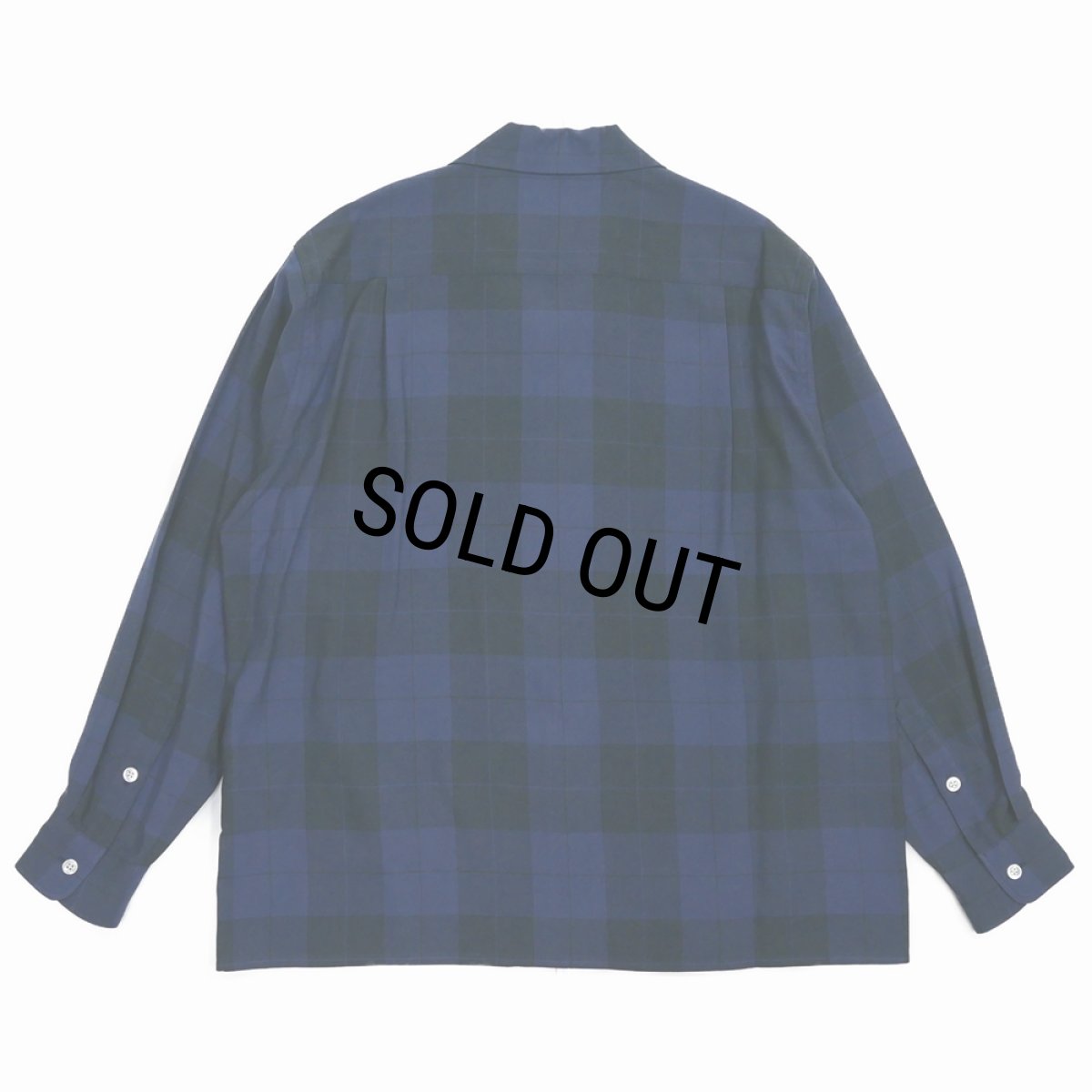 画像2: WACKO MARIA/OMBRE CHECK OPEN COLLAR SHIRT（NAVY）［オンブレチェックオープンカラーシャツ-25秋冬］ (2)