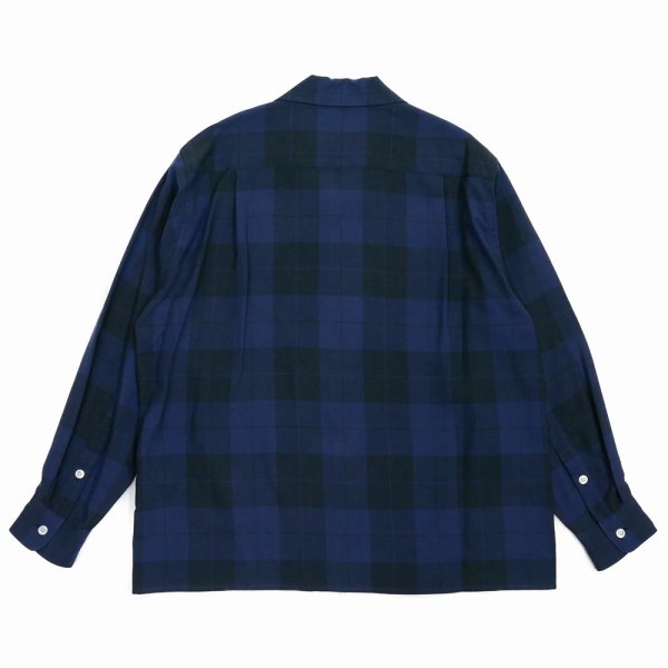 画像2: WACKO MARIA/OMBRE CHECK OPEN COLLAR SHIRT（NAVY）［オンブレチェックオープンカラーシャツ-25秋冬］