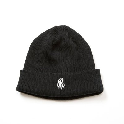 画像1: CALEE/CAL NT LOGO KNIT CAP（BLACK）［コットンニットキャップ-25秋冬］