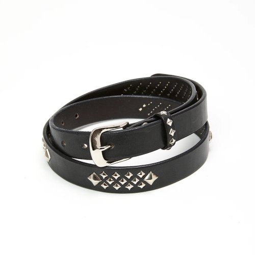 他の写真1: CALEE/STUDS LEATHER NARROW LONG BELT（BLACK）［スタッズレザーナローロングベルト-25秋冬］