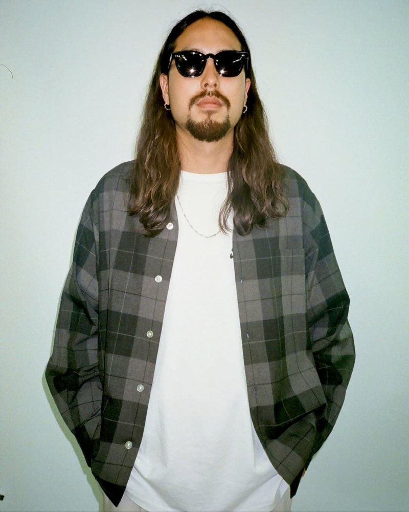 画像3: WACKO MARIA/OMBRE CHECK OPEN COLLAR SHIRT（GRAY）［オンブレチェックオープンカラーシャツ-25秋冬］