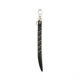 CALEE/ROUND & PYRAMID STUDS LEATHER SHORT KEY RING（BLACK）［スタッズレザーショートキーリング-25秋冬］