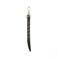 CALEE/ROUND & PYRAMID STUDS LEATHER SHORT KEY RING（BLACK）［スタッズレザーショートキーリング-25秋冬］