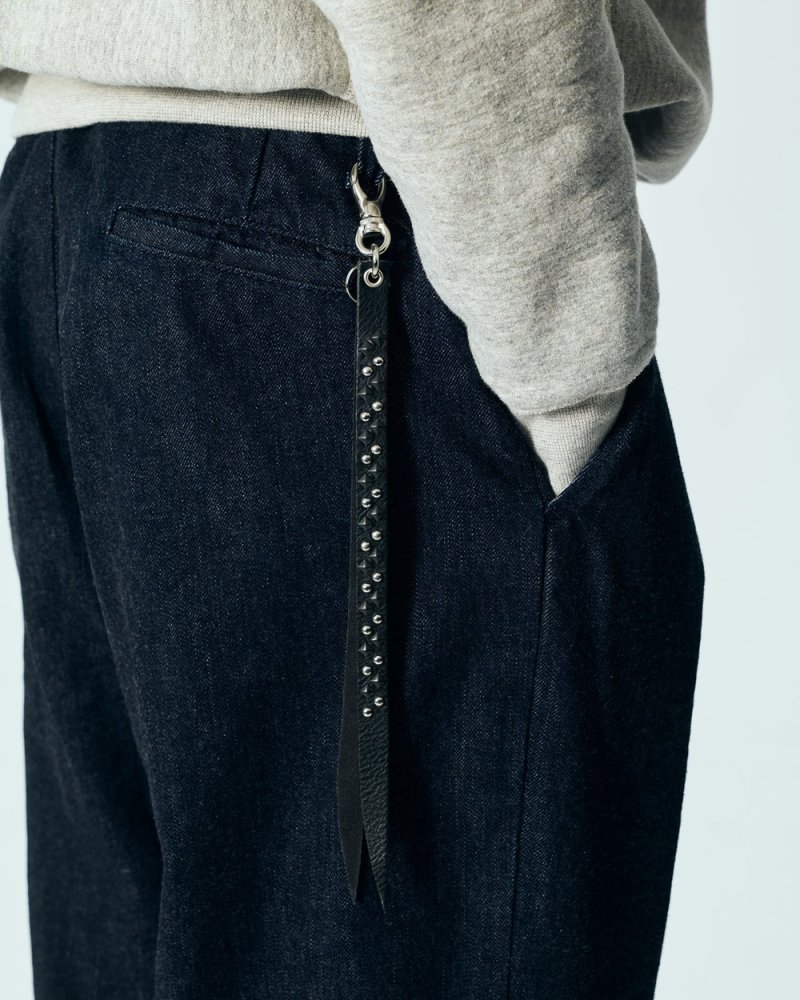 画像3: CALEE/ROUND & PYRAMID STUDS LEATHER LONG KEY RING（BLACK）［スタッズレザーロングキーリング-25秋冬］