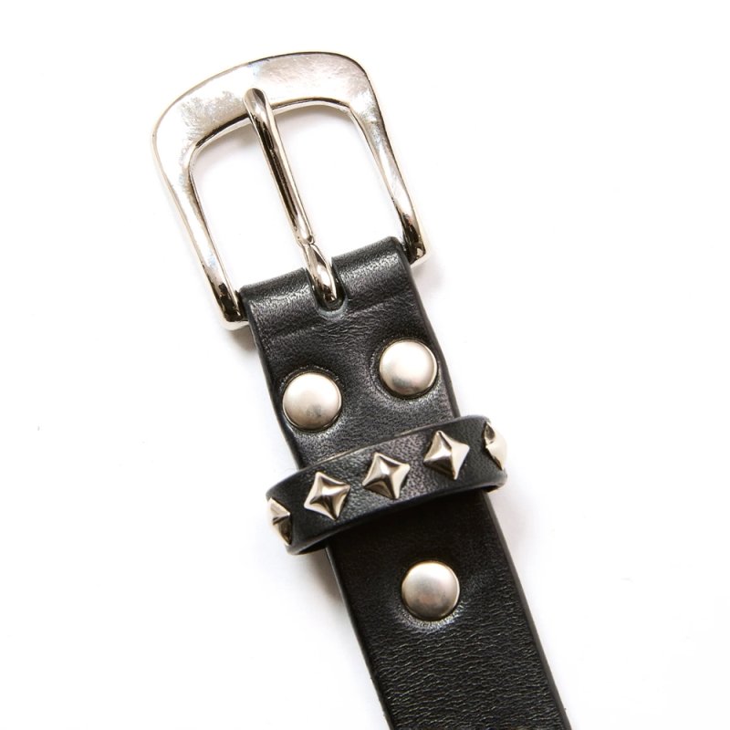 画像2: CALEE/STUDS LEATHER NARROW LONG BELT（BLACK）［スタッズレザーナローロングベルト-25秋冬］