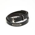 画像1: CALEE/STUDS LEATHER NARROW LONG BELT（BLACK）［スタッズレザーナローロングベルト-25秋冬］ (1)