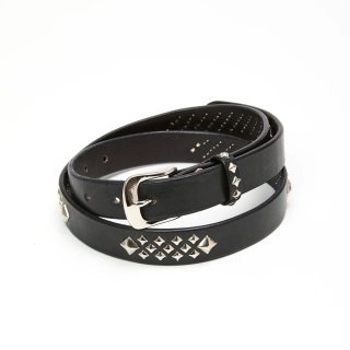 CALEE/STUDS LEATHER NARROW LONG BELT（BLACK）［スタッズレザー