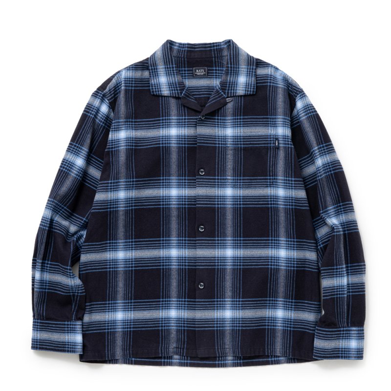 画像1: RATS/COTTON RAYON CHECK SHIRT（NAVY CHECK）［コットンレーヨンチェックシャツ-25秋冬］