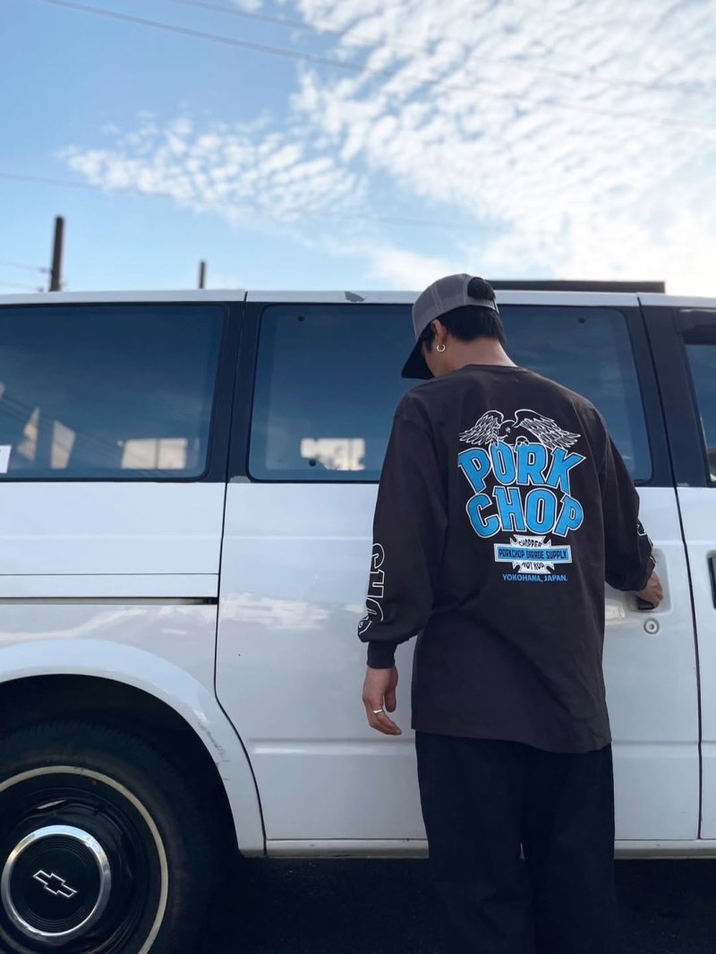 画像3: PORKCHOP/WP BIG LOGO L/S TEE（DARK BROWN）［ウイングポークビッグロゴ長袖T-25秋冬］