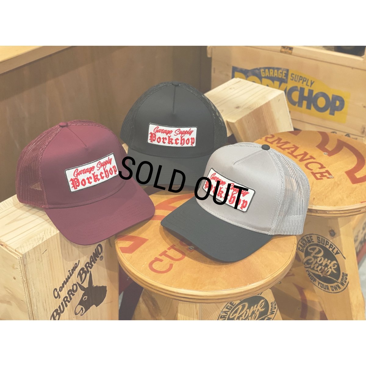 画像7: PORKCHOP/O.E. WAPPEN MESH CAP（MAROON）［ワッペンメッシュキャップ-25秋冬］ (7)