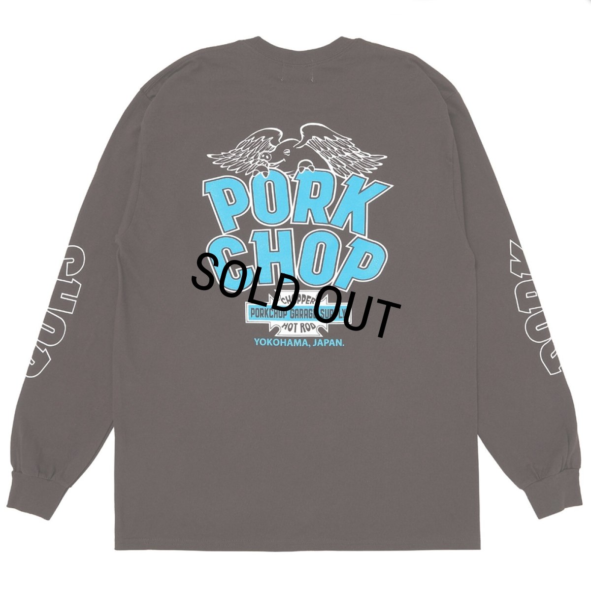 画像1: PORKCHOP/WP BIG LOGO L/S TEE（DARK BROWN）［ウイングポークビッグロゴ長袖T-25秋冬］ (1)