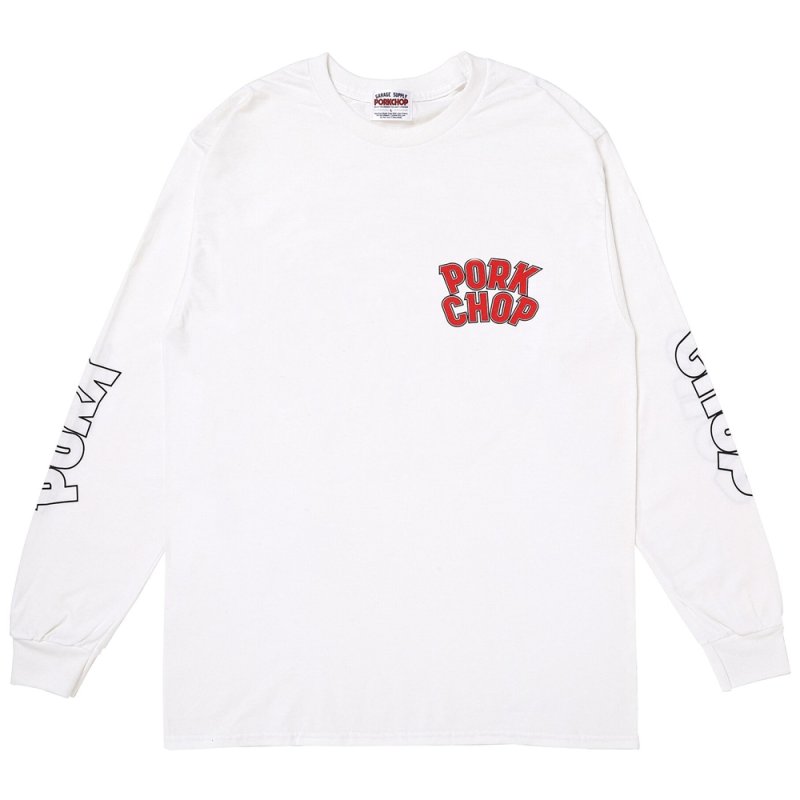 画像1: PORKCHOP/WP BIG LOGO L/S TEE（WHITE）［ウイングポークビッグロゴ長袖T-25秋冬］
