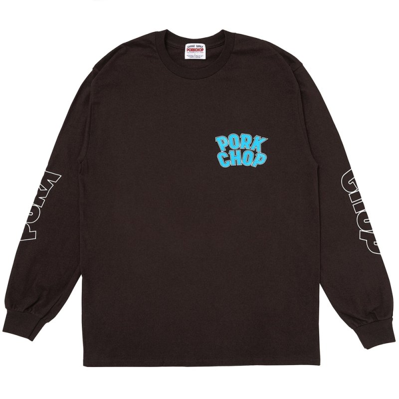 画像1: PORKCHOP/WP BIG LOGO L/S TEE（DARK BROWN）［ウイングポークビッグロゴ長袖T-25秋冬］