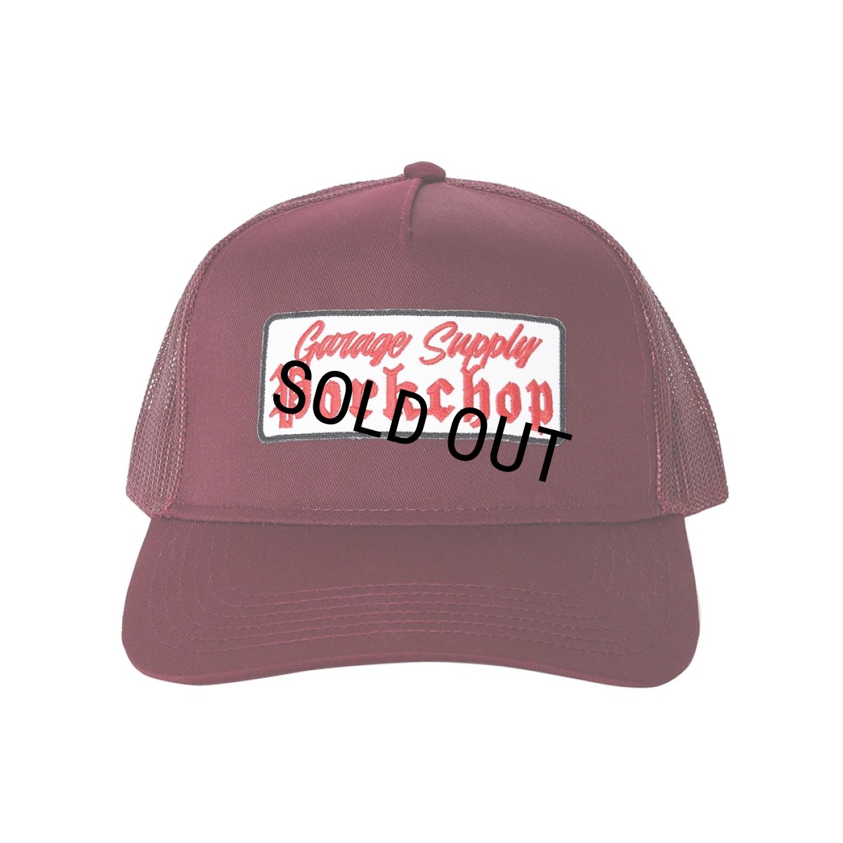 画像1: PORKCHOP/O.E. WAPPEN MESH CAP（MAROON）［ワッペンメッシュキャップ-25秋冬］ (1)