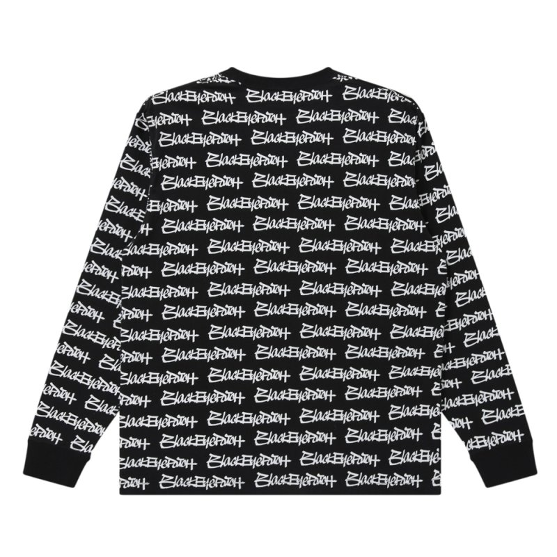 画像2: BlackEyePatch/FASTHAND SCRIPT PATTERNED L/S TEE(BLACK)