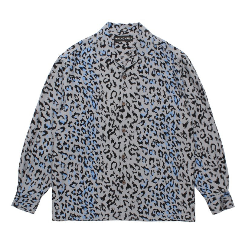 画像1: WACKO MARIA/LEOPARD OPEN COLLAR SHIRT（GRAY）［レオパードオープンカラーシャツ-25秋冬］