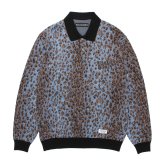 WACKO MARIA/JACQUARD KNIT POLO SHIRT（BLUE）［ジャガードニットポロ-25秋冬］