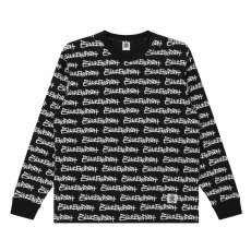 画像1: BlackEyePatch/FASTHAND SCRIPT PATTERNED L/S TEE(BLACK) (1)