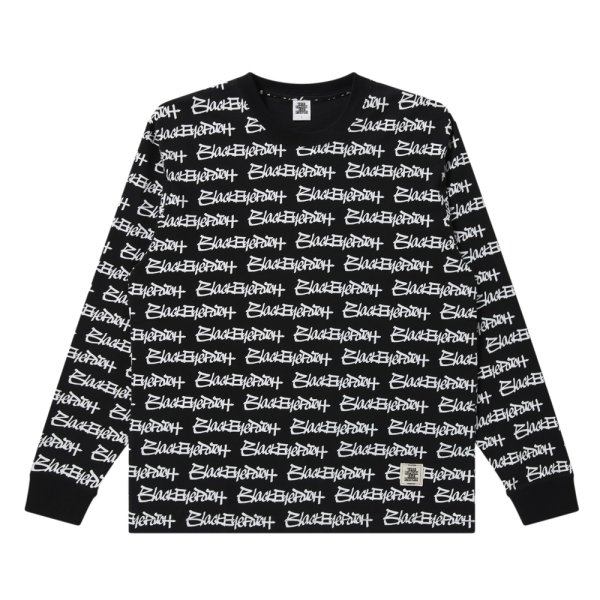 画像1: BlackEyePatch/FASTHAND SCRIPT PATTERNED L/S TEE（BLACK）