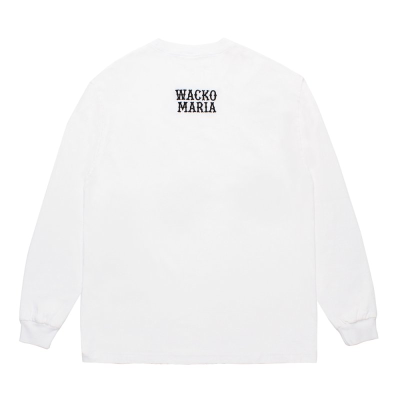 画像2: WACKO MARIA/WASHED HEAVY WEIGHT LONG SLEEVE T-SHIRT（WHITE）［プリント+刺繍長袖T-25秋冬］