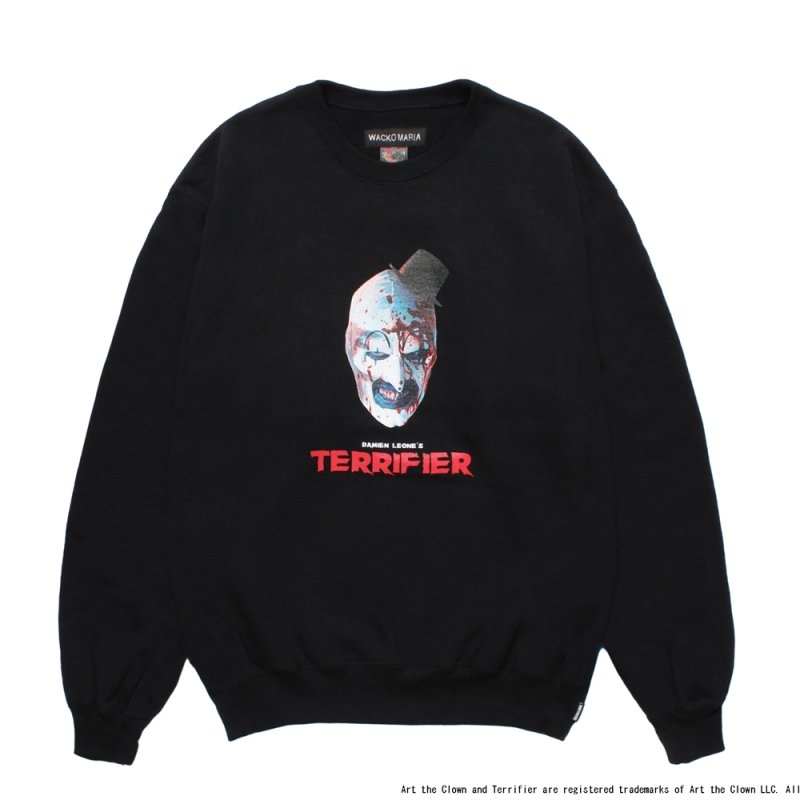 画像1: WACKO MARIA/TERRIFIER / HEAVY WEIGHT SWEAT SHIRT（BLACK）［クルーネックスウェット-25秋冬］