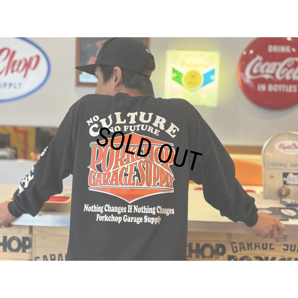 画像6: PORKCHOP/WAVE LOGO L/S TEE（BLACK）［ウェーブロゴ長袖T-25秋冬］ (6)