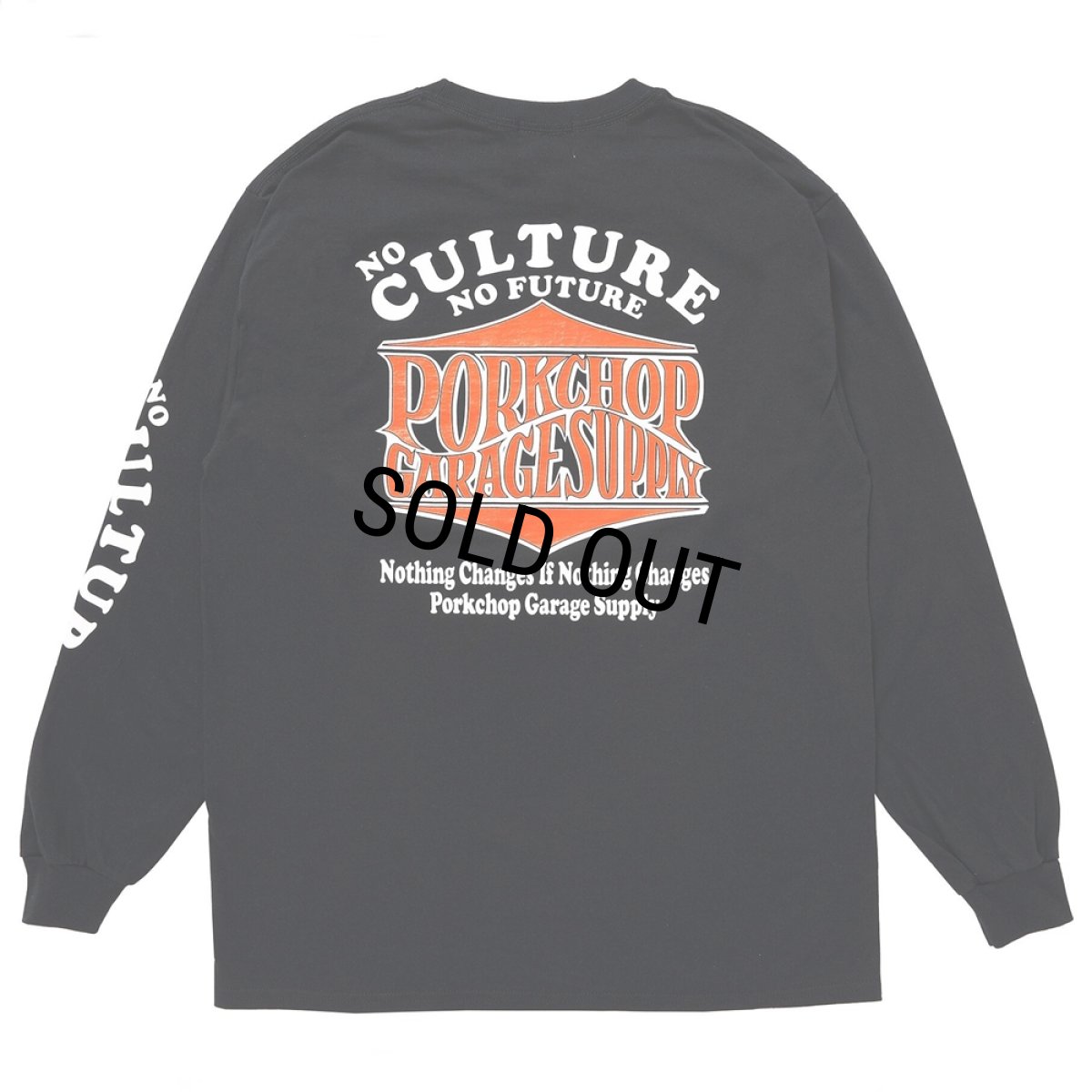 画像1: PORKCHOP/WAVE LOGO L/S TEE（BLACK）［ウェーブロゴ長袖T-25秋冬］ (1)