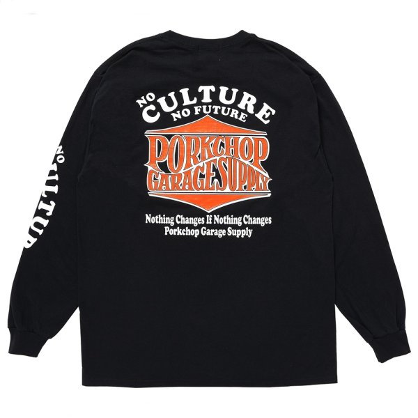 画像1: PORKCHOP/WAVE LOGO L/S TEE（BLACK）［ウェーブロゴ長袖T-25秋冬］