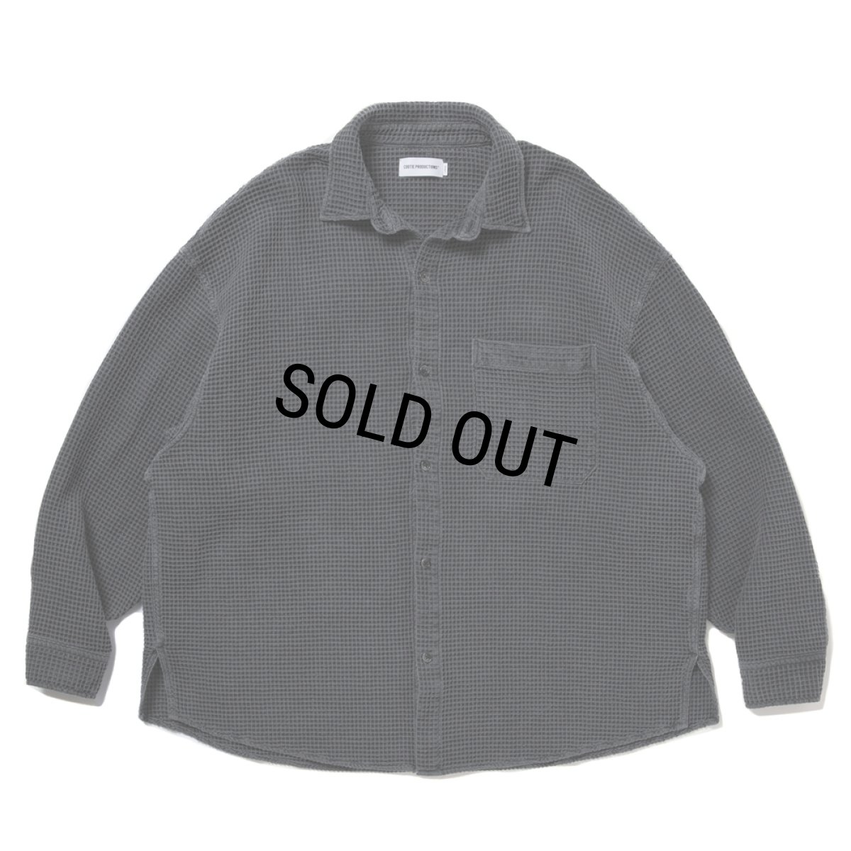 画像1: COOTIE PRODUCTIONS/Pigment Dyed Waffle L/S Shirt（Black）［ピグメントダイワッフルシャツ-25秋冬］ (1)