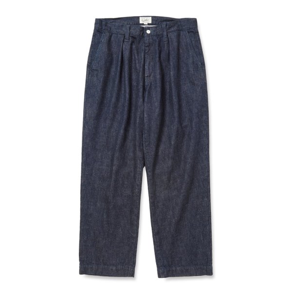 画像1: CALEE/VINTAGE REPRODUCT DENIM TUCK TROUSERS ＜INDIGO＞（INDIGO BLUE）［デニムタックトラウザース-25秋冬］