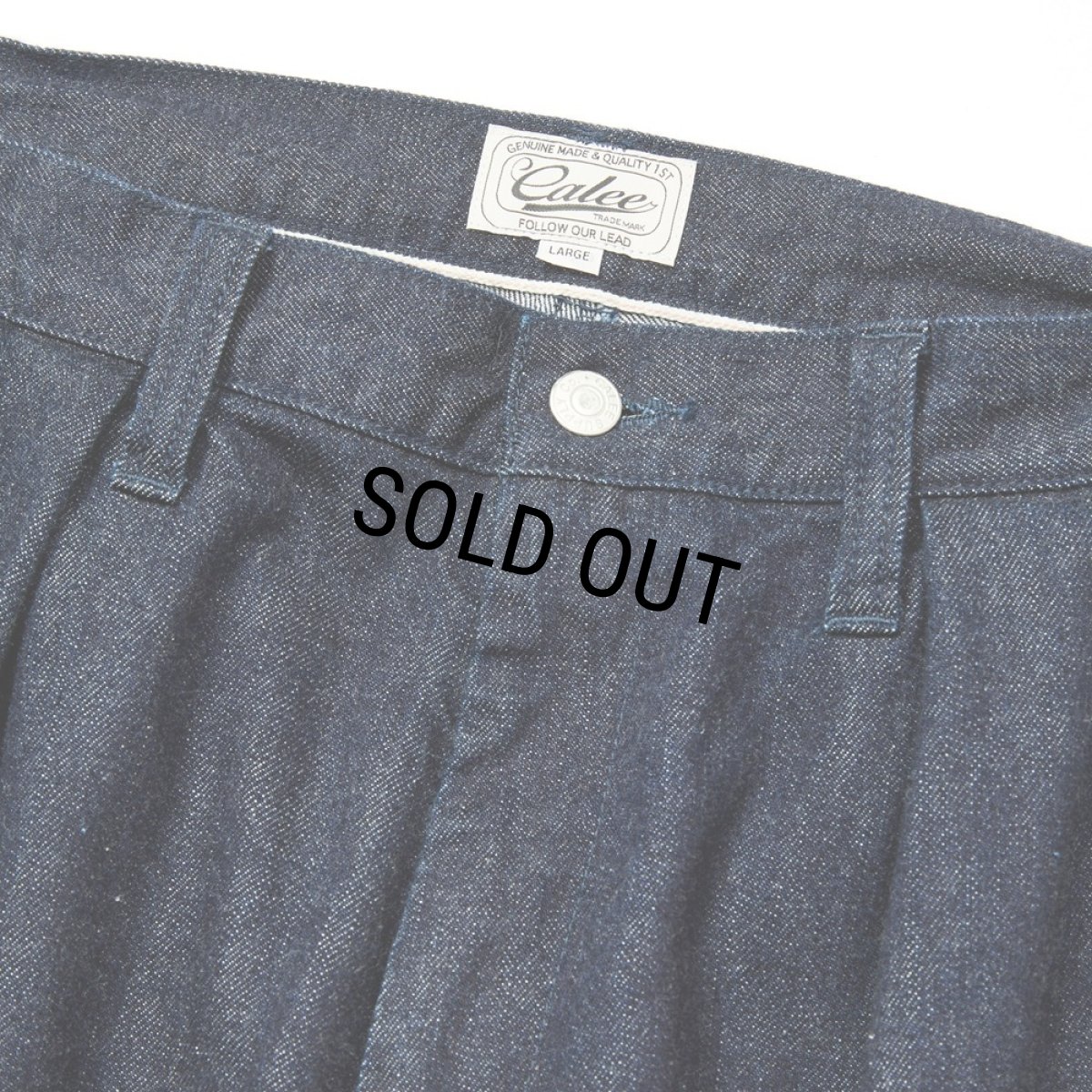 画像3: CALEE/VINTAGE REPRODUCT DENIM TUCK TROUSERS ＜INDIGO＞（INDIGO BLUE）［デニムタックトラウザース-25秋冬］ (3)