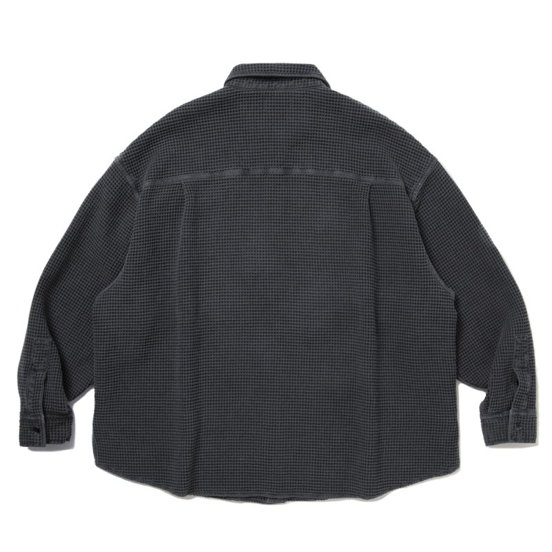 画像2: COOTIE PRODUCTIONS/Pigment Dyed Waffle L/S Shirt（Black）［ピグメントダイワッフルシャツ-25秋冬］