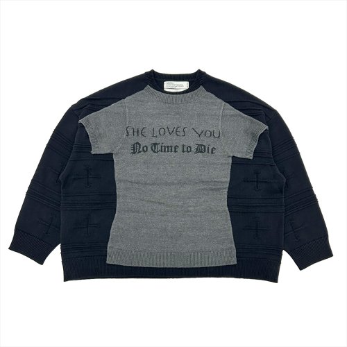 他の写真1: DAIRIKU/Docking Lettered Knit（Gray/Black）［ドッキングレタードニット-25秋冬］